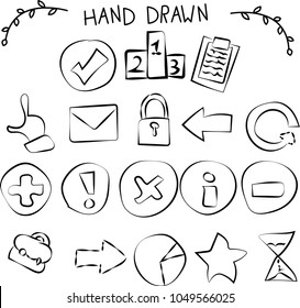 vector outline illustration drawn by hand in black lines on white. icon set.