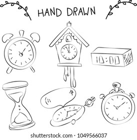 vector outline illustration drawn by hand in black lines on white. icon set.