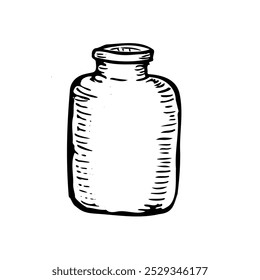 Ilustración del contorno del Vector del aceite esencial - vial. Botella de perfume. Dibujado a mano boceto por tinta.