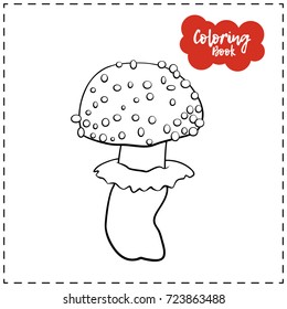 Vector outline illustration of fly agaric for Halloween on a white background.