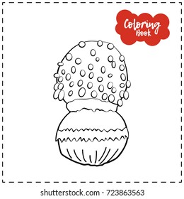 Vector outline illustration of fly agaric for Halloween on a white background.