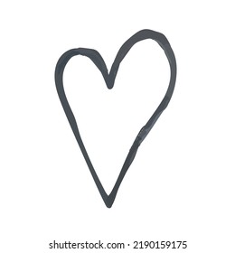Vector Outline Illustration of Heart Shape Isolated on White Background