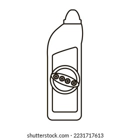 Vector Outline Illustration of Household Cleaning Bottle Isolated on White Background