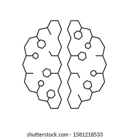 Vector outline illustration of human brain on white background