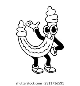 Vector outline illustration of J-corn ice cream. 