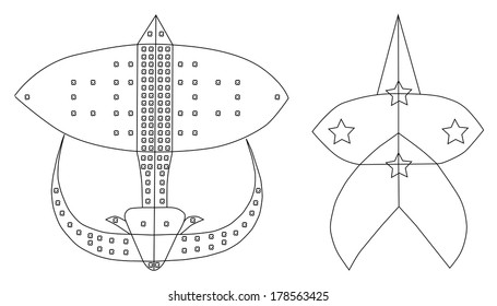 Vector outline illustration of kite