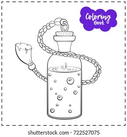 Vector outline illustration of a magic potion for Halloween on a white background.