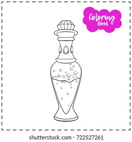 Vector outline illustration of a magic potion for Halloween on a white background.