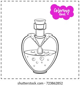 Vector outline illustration of a magic potion for Halloween on a white background.