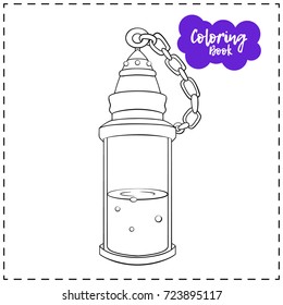 Vector outline illustration of a magic potion for Halloween on a white background.