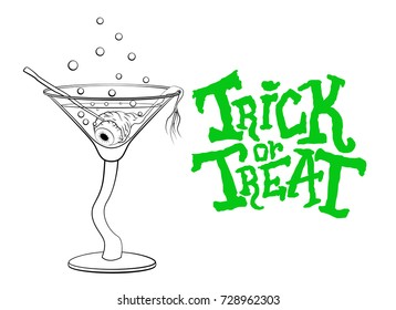 Vector outline illustration of a magic potion for Halloween on a white background.