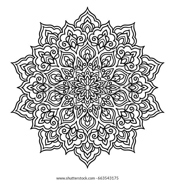 Vector Outline Illustration Mandala Circle Doodle Stock Vector (Royalty Free) 663543175