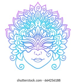 Vector, outline, illustration, mask, carnival, masquerade, holiday, Venice, Mardi Gras