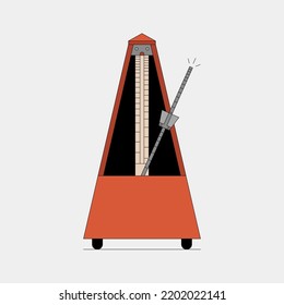 Vector outline illustration of Metronome, music and instrument, tempo sign vector graphics. White background.