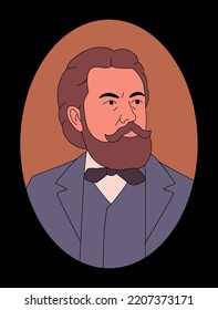 Vector outline illustration of Modest Mussorgsky. Great Russian composer.