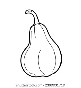 A Vector outline illustration of one pear isolated on a white background for coloring book