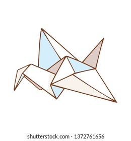 Vector outline illustration of the origami paper crane bird