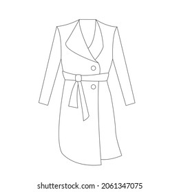 Vector outline illustration of a raincoat or coat. Suitable for coloring pages, the fashion industry, catalogs, clothing store websites and as a technical drawing 