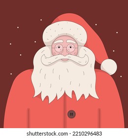 Vector outline illustration of Santa Claus. 