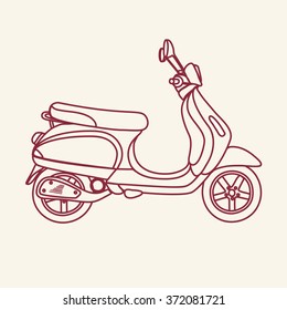 Vector outline illustration of scooter 