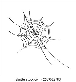 Vector outline illustration of a simple  Halloween spider web, isolated object on the white background, clipart useful for halloween party decoration, hand drawn image