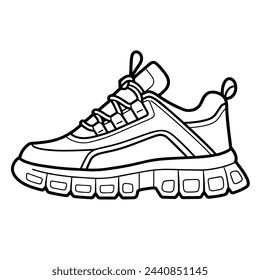Vector outline illustration of stylish sneaker.