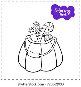 Vector outline illustration of sweets for Halloween on a white background.