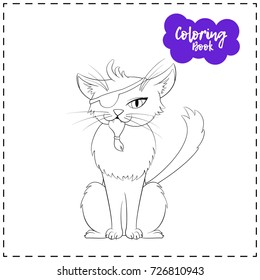 Vector outline illustration of a tom cat for Halloween on a white background.