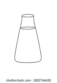 Vector outline illustration of witch poison bottle, fiol for making magic, cooking a potion, simple doodle hand drawn image, black and white drawing for Halloween holiday celebrations