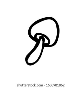 vector outline image of a mushroom isolated on a white background.