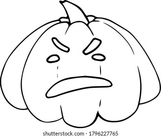 
vector outline image of a pumpkin with an evil face on a transparent background