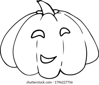 
vector outline image of a smiling pumpkin with a face on a transparent background