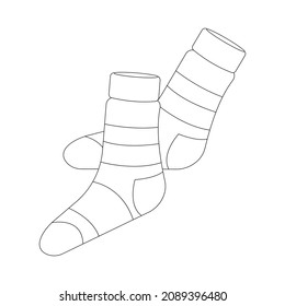 Vector outline image of a sock. Suitable as a technical drawing, for clothing catalogs, for creating banners on websites, advertisements, postcards, coloring pages and books for children.