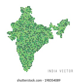 A vector outline of India in a pixel art style