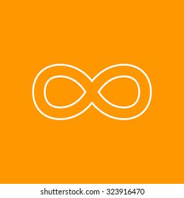 Vector outline infinity icon on color background 