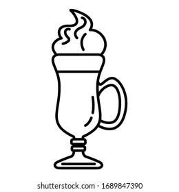 Vector Outline Irish Coffee Glass Icon.