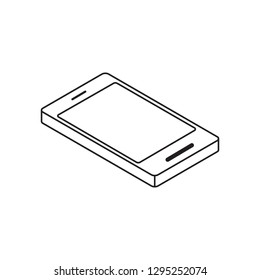 Vector outline isometric mobile phone. Isometric icon.