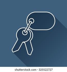Vector outline keys icon on dark blue background with long shadow 