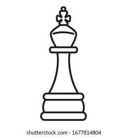 Vector Outline King Chess Icon on White Background