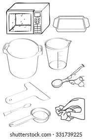 vector outline kitchen things