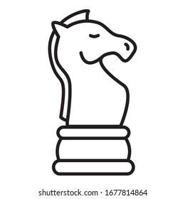 Vector Outline Knight Chess Icon on White Background