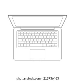 Vector outline of laptop computer.