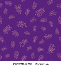 Vector outline leaf seamless pattern. Hand draw eco concept. Abstract nature background. Contour ornament for print cup, textile, wallpaper, banner, wrapping, web, scrapbook, cover, cafe menu, flier