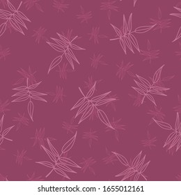 Vector outline leaf seamless pattern. Hand draw eco concept. Abstract nature background. Contour ornament for print cup, textile, wallpaper, banner, wrapping, web, scrapbook, cover, cafe menu, flier