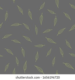 Vector outline leaf seamless pattern. Hand draw eco concept. Abstract nature background. Contour ornament for print cup, textile, wallpaper, banner, wrapping, web, scrapbook, cover, cafe menu, flier