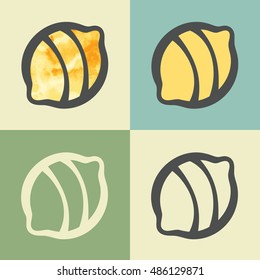 Vector outline lemon food icon with watercolor fill. Elements for mobile concepts and web apps. Modern infographic logo and pictogram.