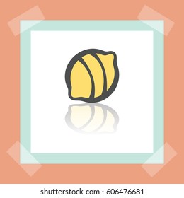 Vector outline lemon or lime fruit food icon on white sticker. Elements for mobile concepts and web apps. Modern infographic logo and pictogram.