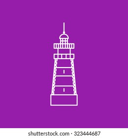 Vector outline lighthouse icon on color background 