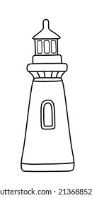 Vector outline lighthouse isolated on the white background