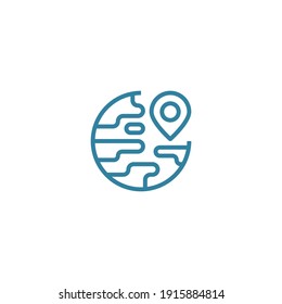 Vector outline of line route map symbol in blue tone
